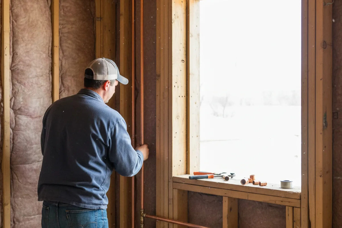 Licensed plumber running new copper supply lines in a Saint George home