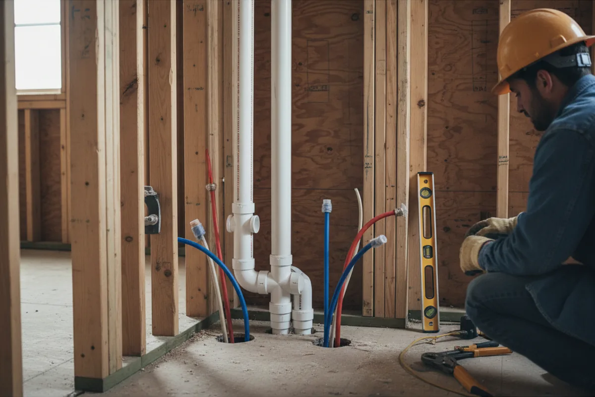 Drain and supply rough-in during Drain Cleaning in Saint George